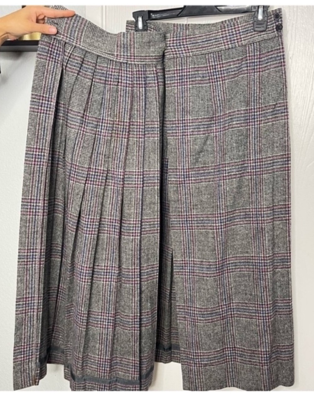 Christian Dior Vintage Wool Plaid Pleated Academia Maxi Skirt Size 8 - Picture 7 of 12